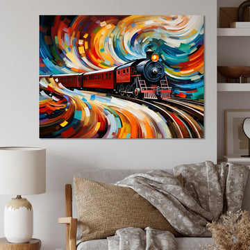 Abstract Train Whirling Momentum - Train Canvas Wall Art